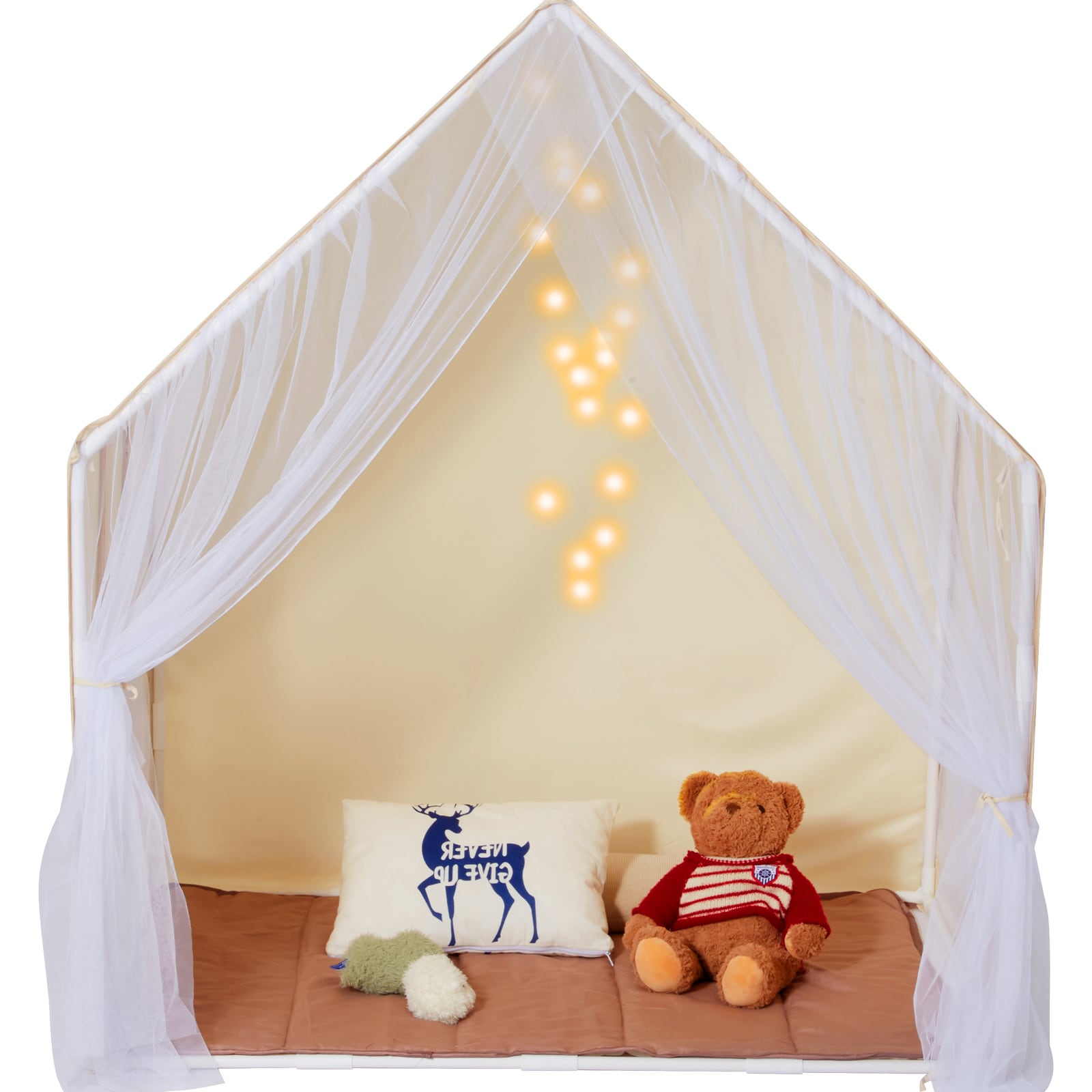 Kids Play Tent, Kids Tent For Kids 1-5 Years Old, Toddler Tent With Mat And Tent Lamp, Tent For Kids With Windows For Indoor And Outdoor, Yurt Tent For Boys And Girls, Beige_voghion.com